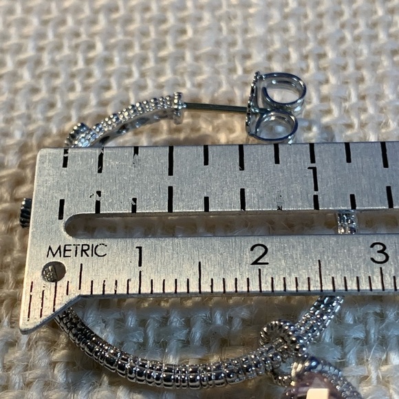 Judith Ripka Sterling interchangeable hoop earrings in Pink Crystal - Picture 11 of 11